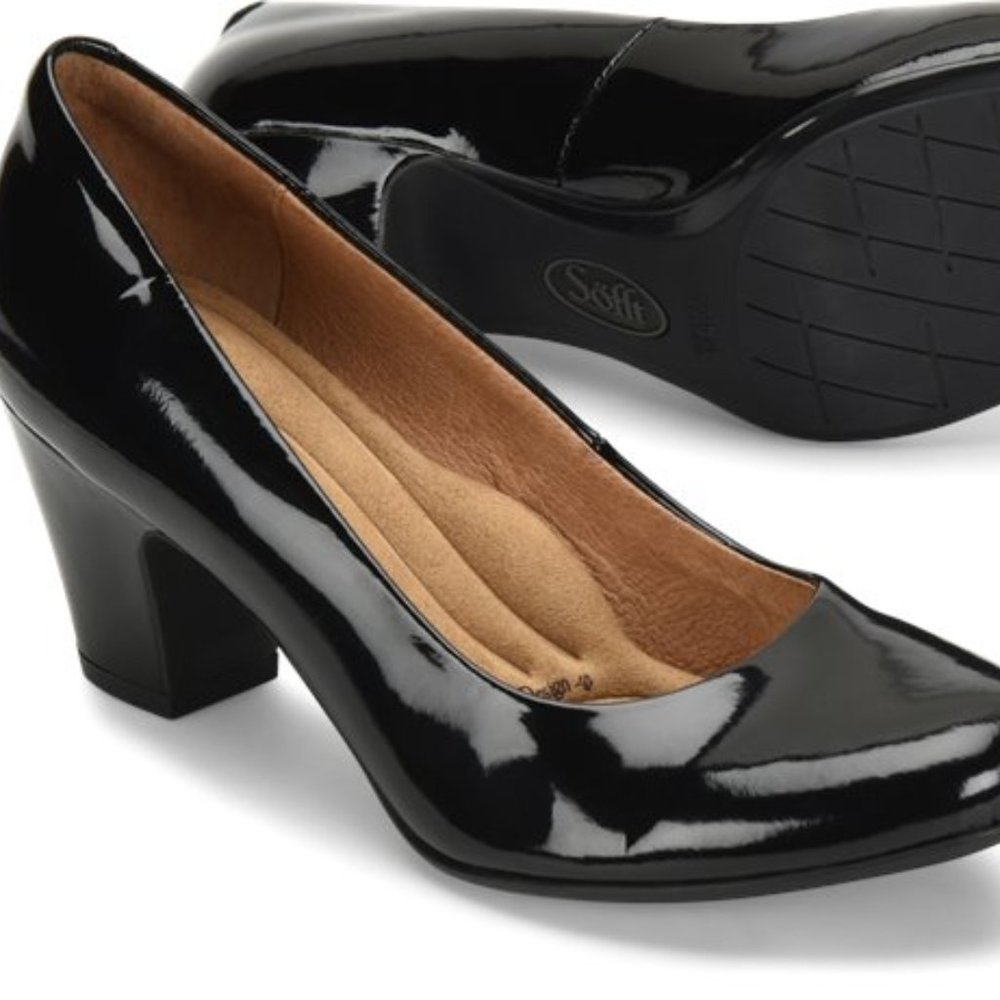 Sofft Womens Medici Black Patent Leather Shoes